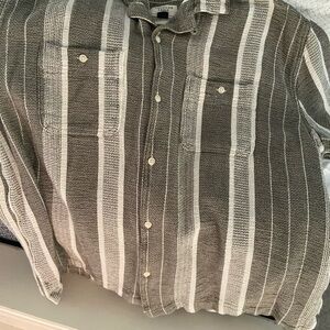 American Eagle Outfitters Olive and White Striped Shirt